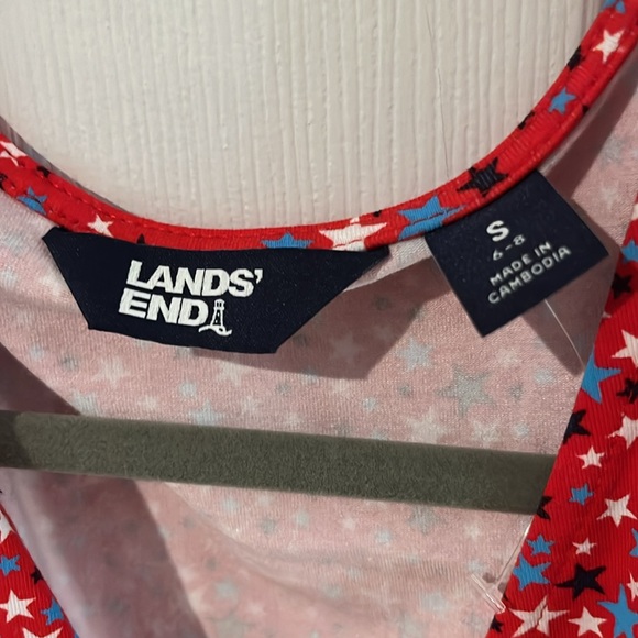 Red dress with white and blue stars and with crossover top - Picture 5 of 5